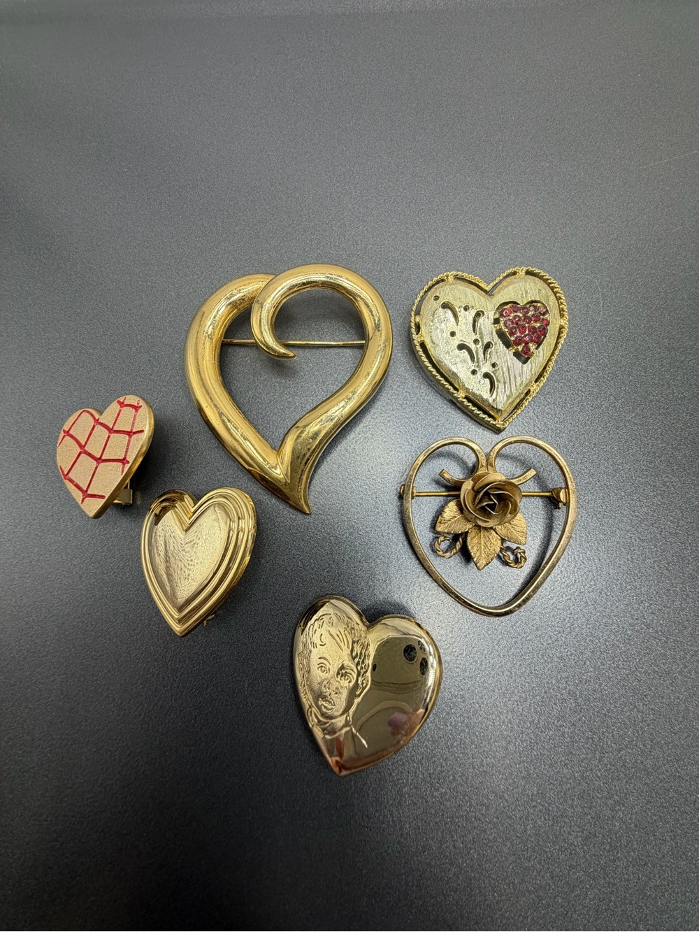 😎50%off Vintage Gold Heart Brooch Collection #318ub